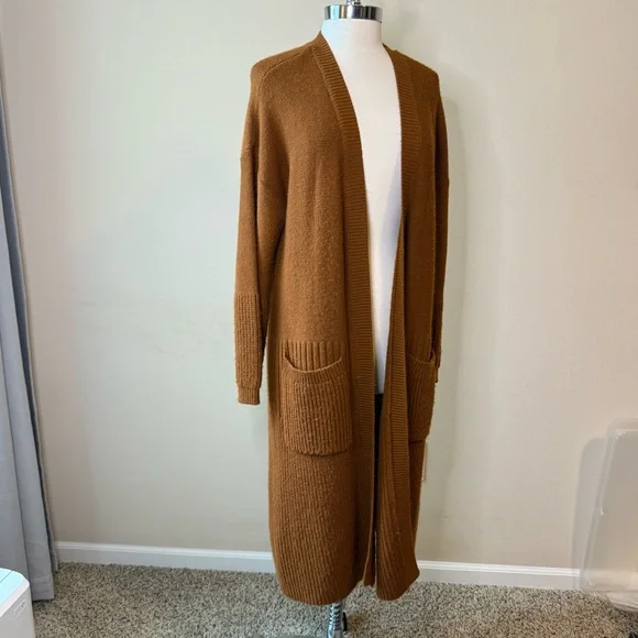 SANCTUARY Rust Long Cardigan Size Large Open Pockets - Picture 5 of 10